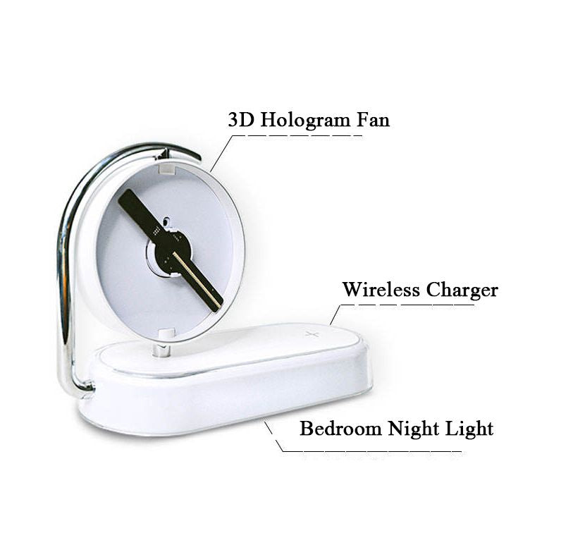 3D Hologram Fan & Night Light  Wireless Charging