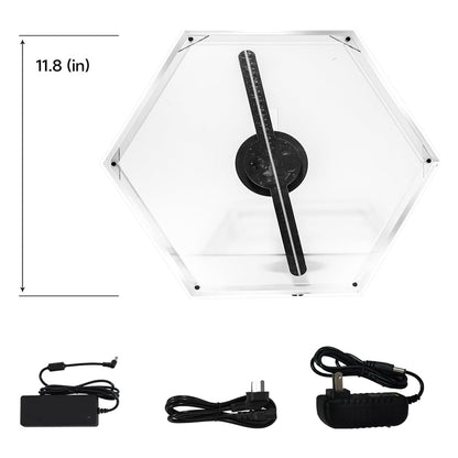 3D Hologram Fan Hexagonal Transparent Acrylic